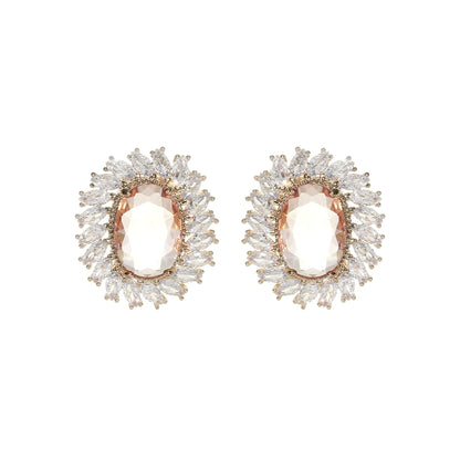 Wardrobes by Chen Luxury Light Oval Shaped Diamond Earrings-Becky