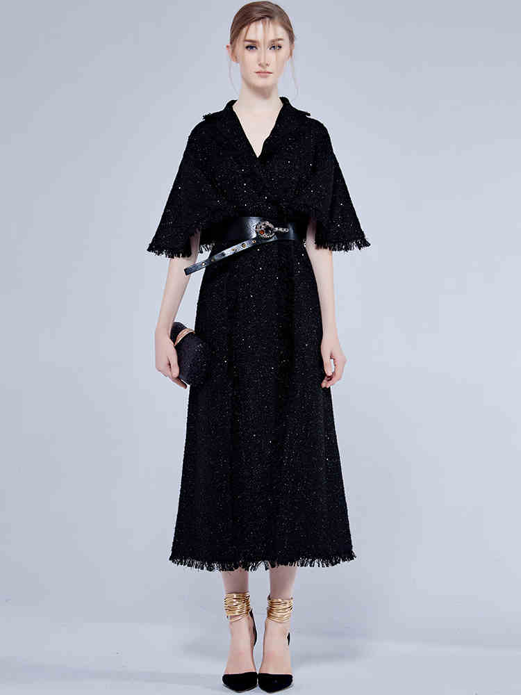 Siduo noble elegant autumn and winter lbd black cocktail dress - Seiko