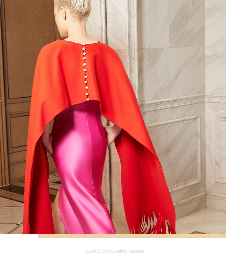 Creative Fox Host Dress Female 2019 New Party Dress Annual Meeting Dress Long Two-piece Costume-Elsa
