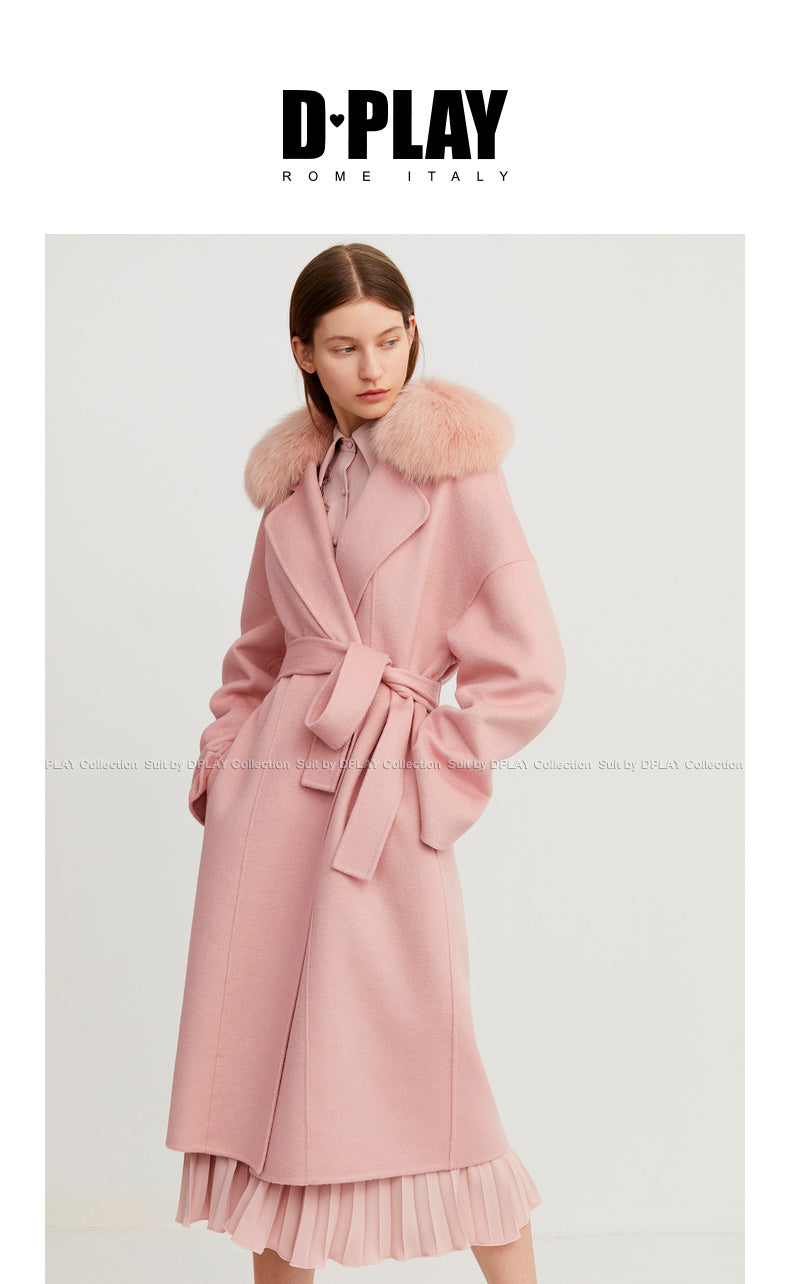 Winter casual detachable fur collar woolen coat - Nainnis