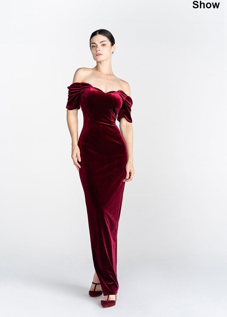Cute velvet long prom dress burgundy A line evening dress · Little Cute ·  Online Store Powered by Storenvy