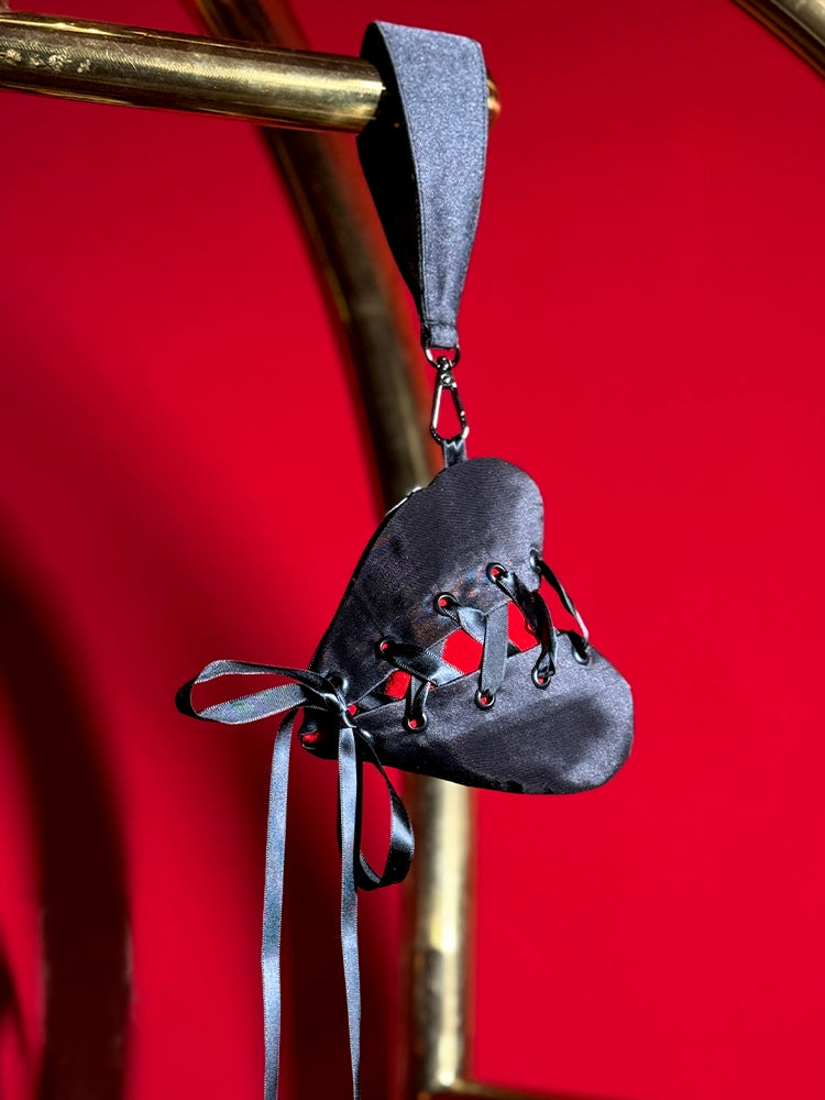 Le Palais Vintage Luxury Valentine's Day Black and Red Heart Strappy Mini Pouch-Rexona