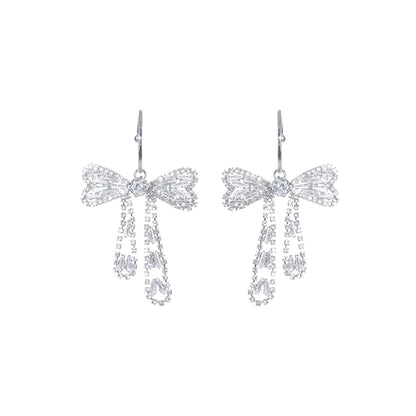 Wardrobes by Chen Luxury Light Bow Diamond Tassel Earrings-Sola