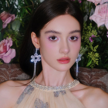 Wardrobes by Chen Luxury Diamond Zircon Light Sparkly Earrings-Deji