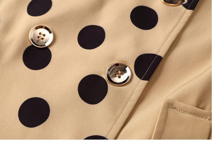 French Khaki polka dot elegant windbreaker long coat - Nola