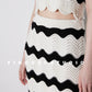 Waves colorblock  holiday vacation  Knitted Cotton top Vest+ Skirt Set - Biare