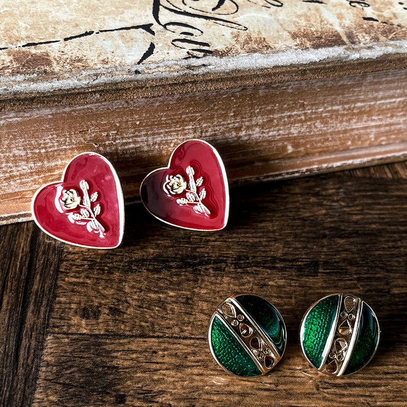 Le Palais Vintage Elegant Emerald Stud Earrings Ear Clip-Vine.