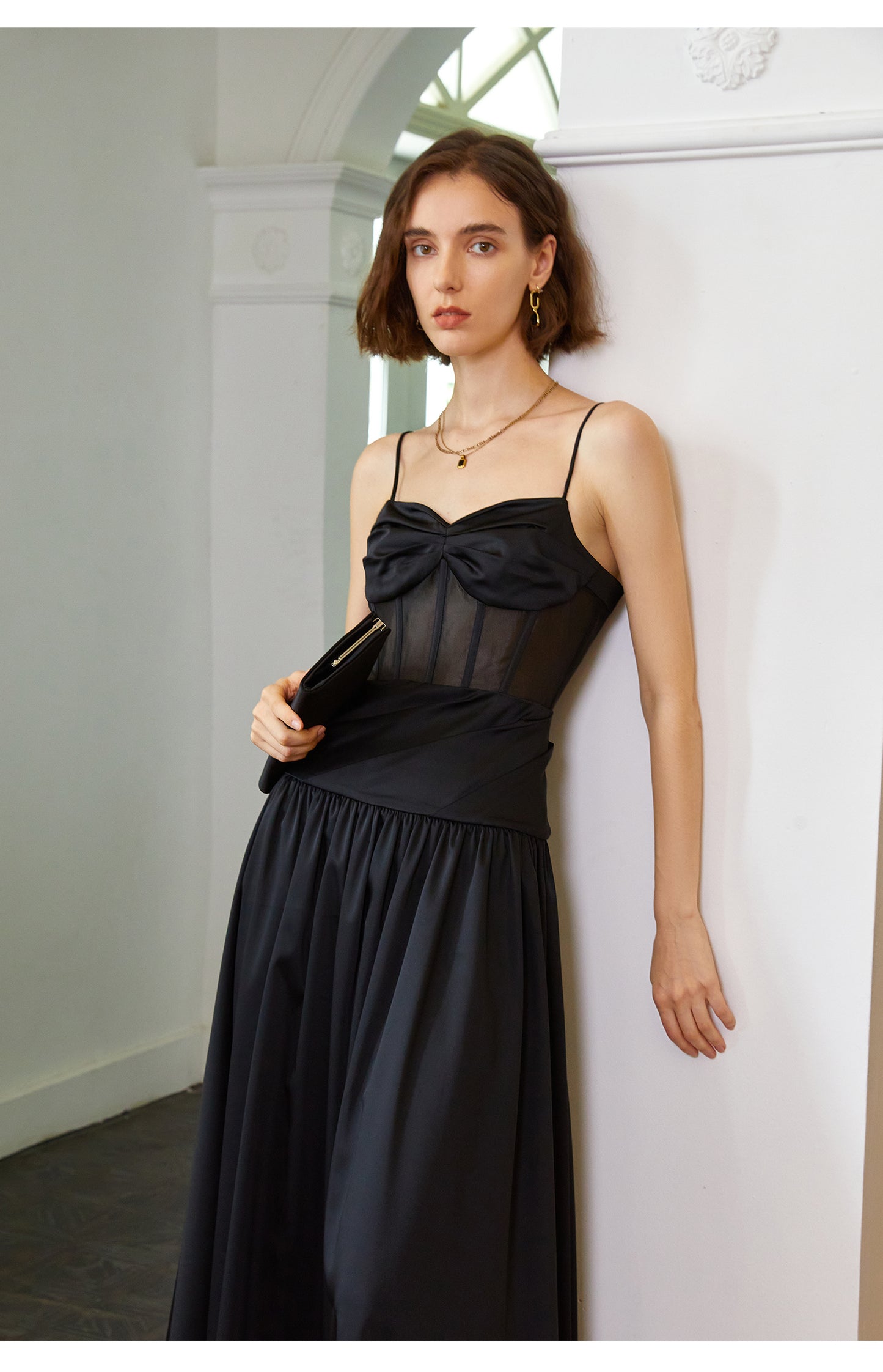 Fishbone tube top dress features a high waistline and long skirt silhouette dress= Ola