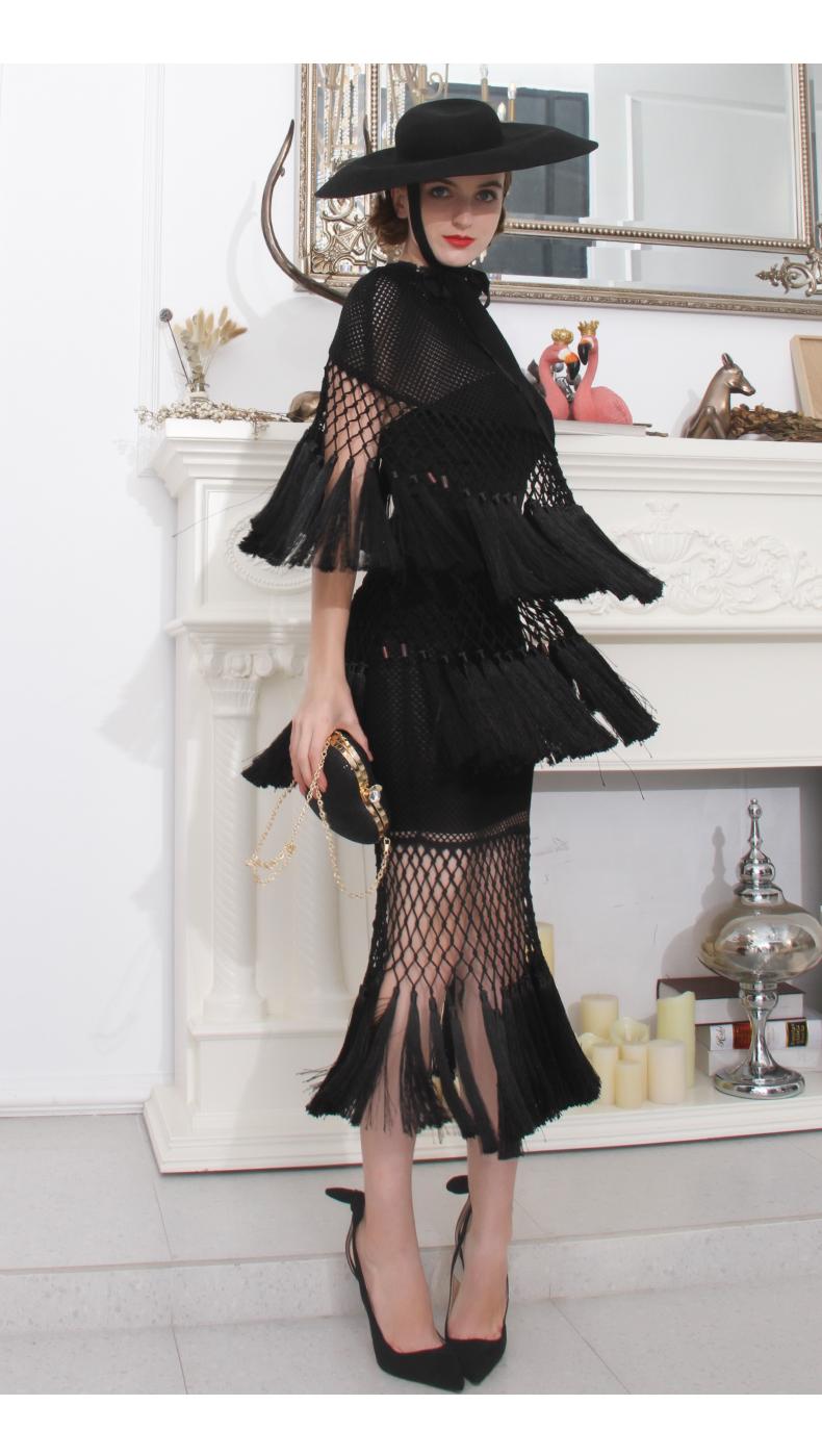 High End One of A Kind Woven Open Mesh Net Tassle Hem Skirt and Blouse Dress Set Statement Black Pieces- West XL High End One of A Kind Woven Open Mesh Net Tassle Hem Skirt and Blouse Dress Set Statement Black Pieces- West XL