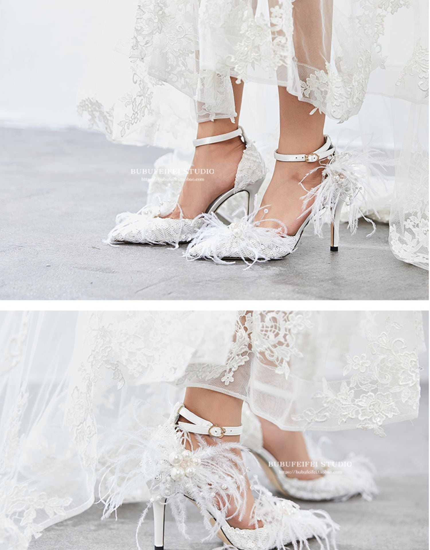 Stiletto heel pointed toe sexy pumps women's white lace flower wedding