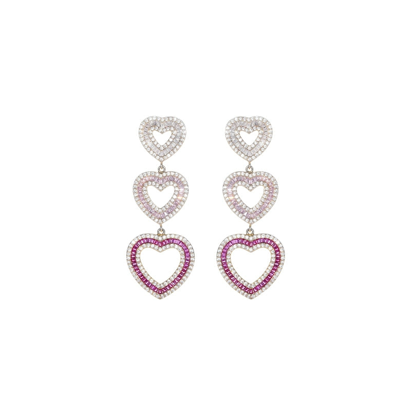 Wardrobes by Chen Luxury Love Shaped Tassel Diamond Earrings-Stace