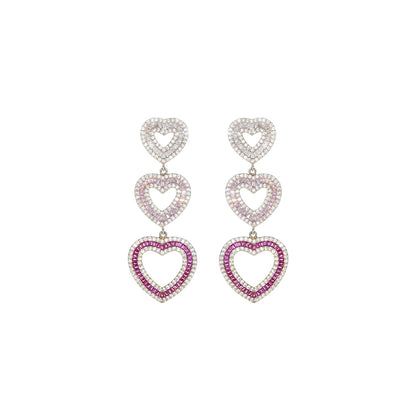 Wardrobes by Chen Luxury Love Shaped Tassel Diamond Earrings-Stace