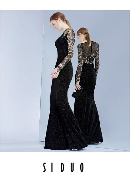 Siduo banquet black elegant evening dress gown - Sola