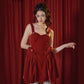 Red Bow Velvet Sling cocktail Dress- Regan
