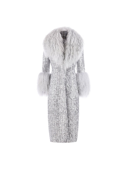 Wardrobes By Chen Elegant V-Neck Long Sleeve Long Wool Coa t- Fin