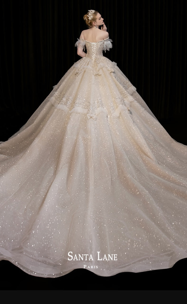 One-shoulder court style retro high-end wedding dress-Ibaraqui XS / No Trail One-shoulder court style retro high-end wedding dress-Ibaraqui XS / No Trail