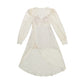 Le Palais vintage elegant French sexy white jacquard satin slit dress- Mieo