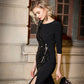 Light luxury niche design high-end slit dress- Junto