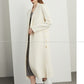 Winter high slit cream white double-sided woolen coat- Glia