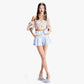 FAME summer Edge Bow Crystal Decorative luxury shorts - Salima