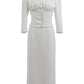 Retro fashion stand collar pleats elegant dress- Jena