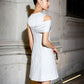 Luxury short white jacquard cocktail dress - Dira