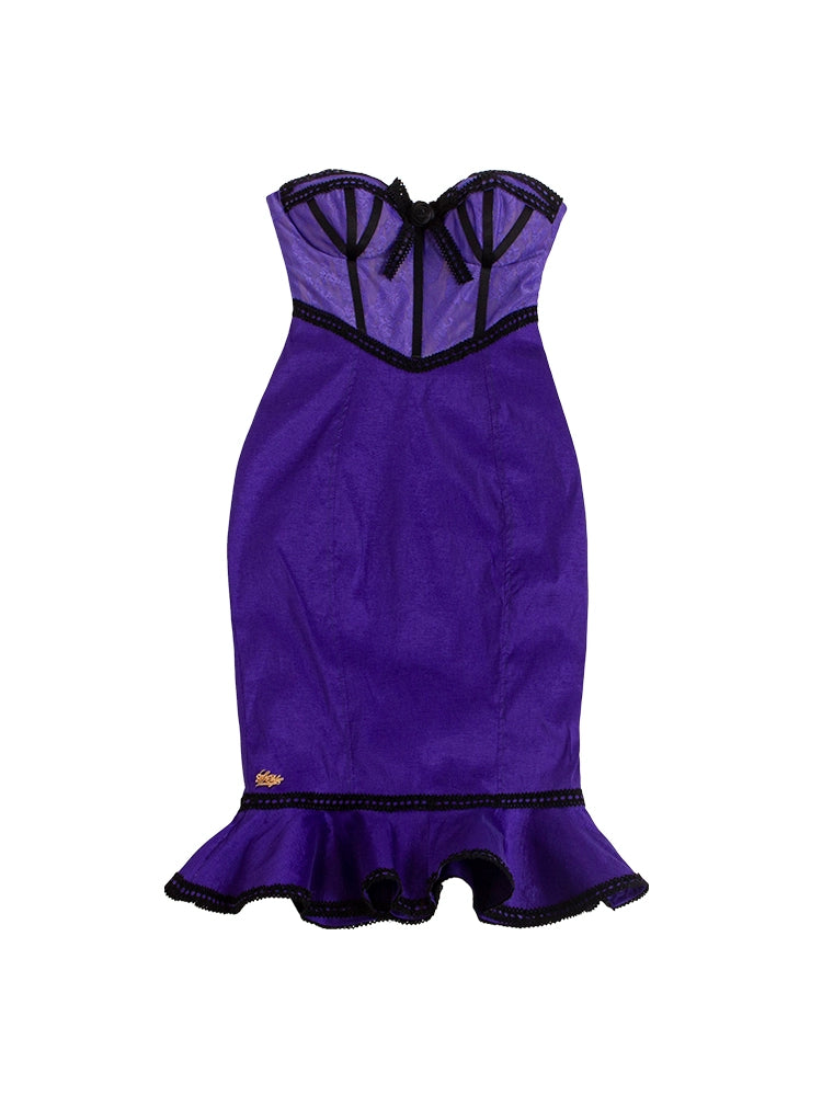 Le Palais Vintage elegant purple lace sexy corset fishtail bodycon dress - Kaiij