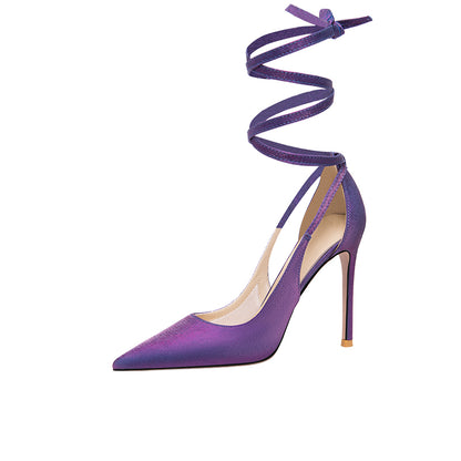 Purple beautiful fashion sandals stiletto high heels- Pura