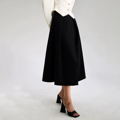 LEDIM W Black pleated slit Skirt - weu