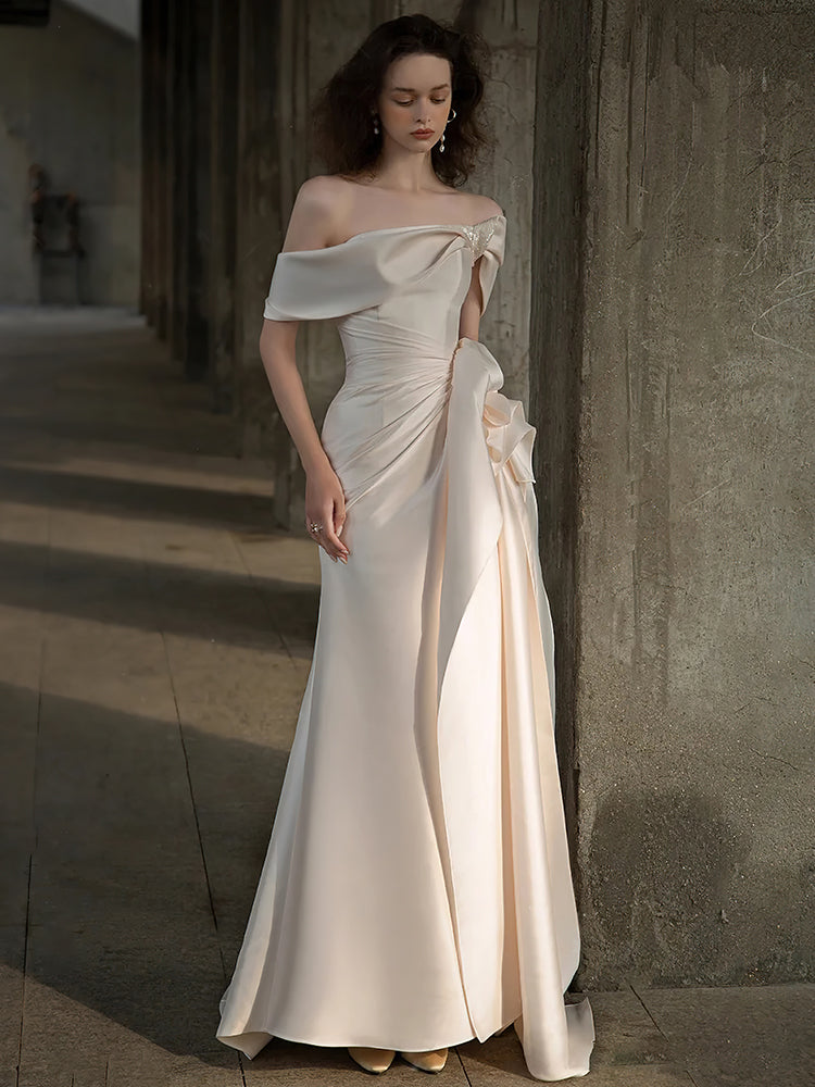 Early Spring 2023 Satin one-shoulder slim-fit high-end mini-tail weddi GOOD GIRL REBEL Early Spring 2023 Satin one-shoulder slim-fit high-end mini-tail weddi GOOD GIRL REBEL