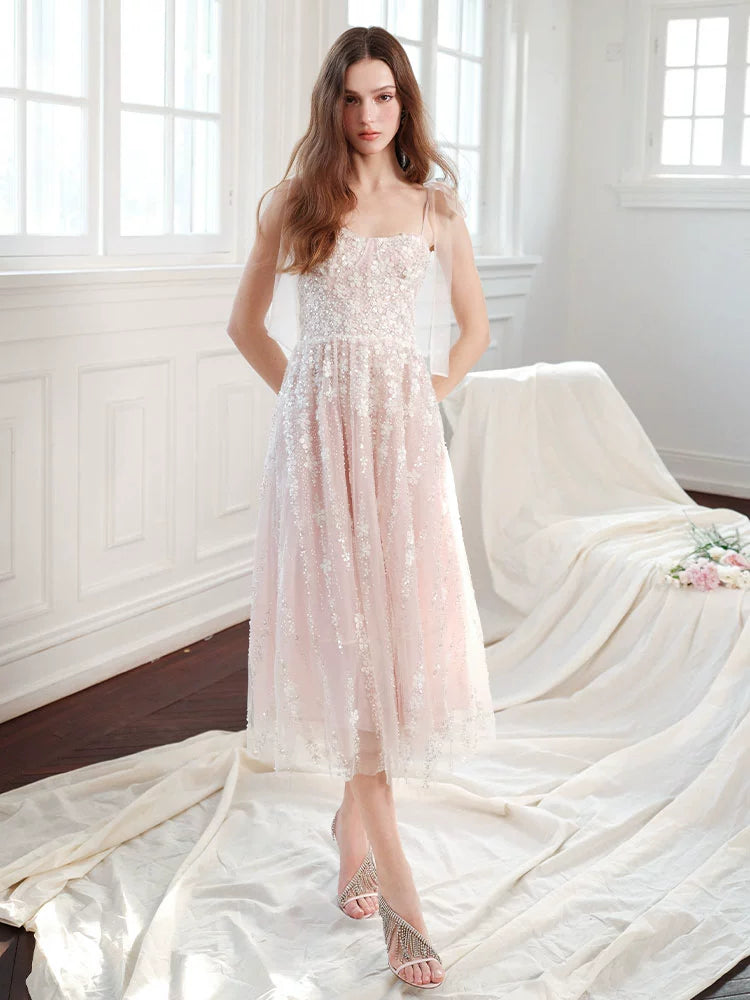 Wardrobes by Chen Luxury Pastel Pink beaded Sleeveless tulle bridal Dress-Khris