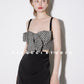 Japanese imported high-luxury bright silk tweed vintage bow top - Poise