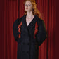 Black red bow detachable waist coat wool coat- Chilia