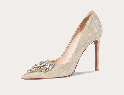 Lily wedding shoes bridal shoes champagne gold high heels- Thamara