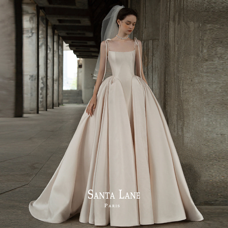retro wedding dresses Satin Long Sleeves Sweep Train Sheath Dress Bridal Gown US12 / As Picture cut skirt is made of a beige matte crpe fabric The Brides Wore Vintage: The