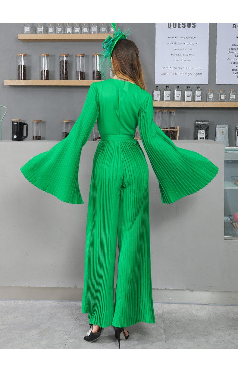 Full Body Fold Slim Fit Scalloped Sleeve Jumpsuit Party Feast- Fila S Full Body Fold Slim Fit Scalloped Sleeve Jumpsuit Party Feast- Fila S