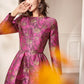Autumn Long sleeve retro jacquard mid-length dress -Oli