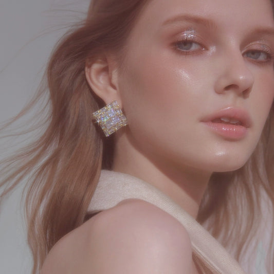 Wardrobes by Chen Luxury Square Diamond Earring-Beka