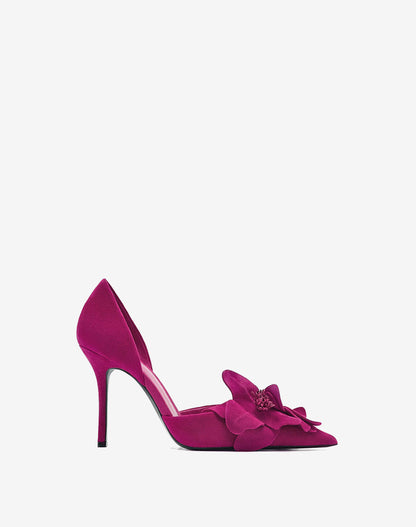 Early 2023 spring heep-reverse flower pattern, and a comfortable Fuchsia heel Lora