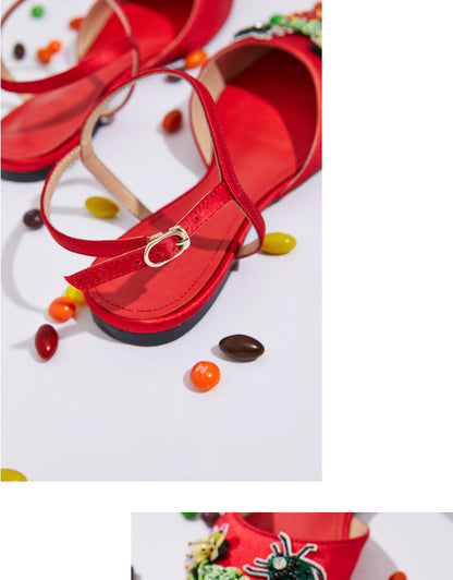 B-FEI original design sweet fruit insects cute sandals single shoes leather- Beatriz