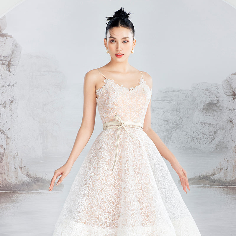 Early spring and summer 2023 new lace embroidery stitching fairy skirt dress -Fada Madrinha