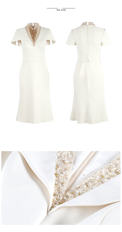 High end simple fishtail cocktail short wedding dress - Tilda