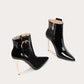 Black plush short boots new pointed high-heeled boots stiletto- Dola