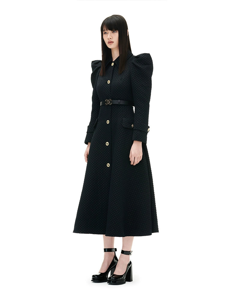 YES BY YESIR luxury elegant high-end autumn winter women's black gold party coat - Bakkai