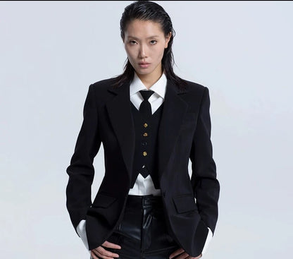 LEDIM W Detachable Fake Two Suit Jacket -Kata