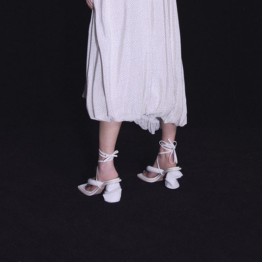 Mayali square toe heeled clip-on sandals leather strap heels - Igore