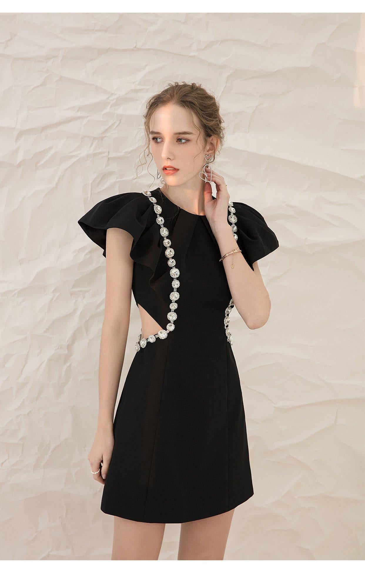 Luxury high-end mini Black dress- Celi S / White Luxury high-end mini Black dress- Celi S / White
