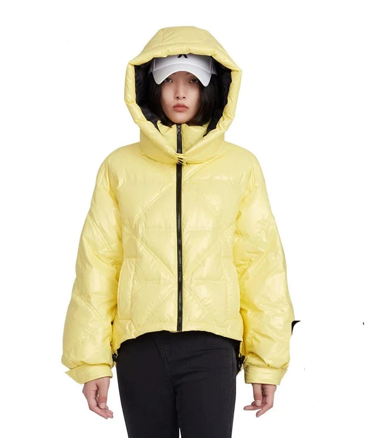 YES BY YESIR  autumn winter cream yellow hooded down jacket - Aluq