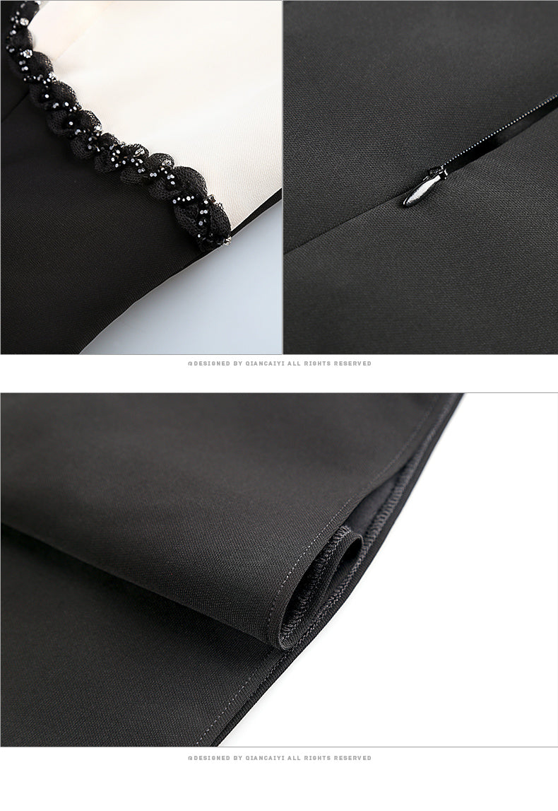 Luxury elegant tuxedo black cape dress- Sofia