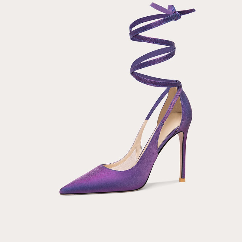 Purple beautiful fashion sandals stiletto high heels- Pura